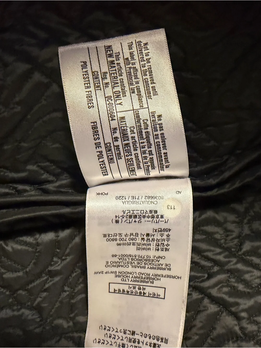 Burberry Black Quilted Puffer Jacket with Signature Check Cuff**AUTHENTIC**